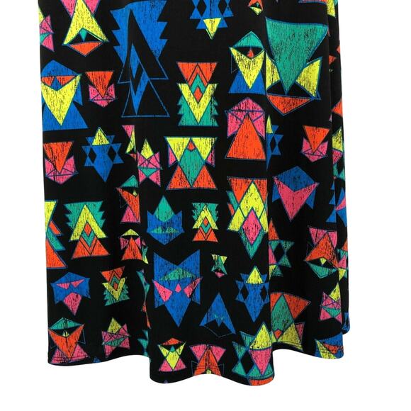 LuLaRoe Women’s Slinky Midi Skirt Hi Low Flare Geometric Black Size Small - Picture 5 of 7